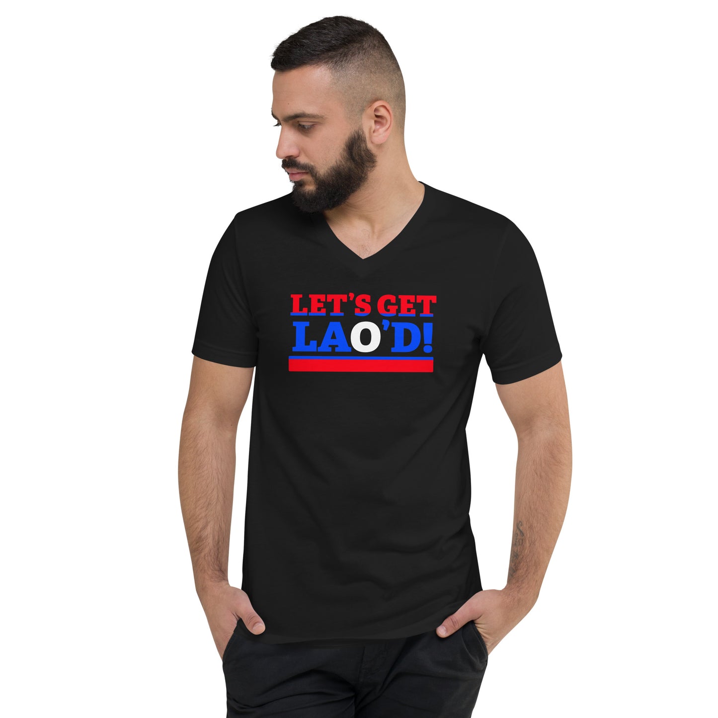 LET'S GET LAO'D! LAO FLAG Unisex V Neck Tee